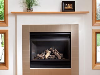Aspect Metal Tiles on Fireplace