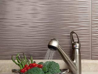 Fasade Backsplash - Ripple in Brushed Nickel