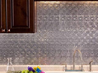 Fasade Backsplash - Lotus in Brushed Aluminum