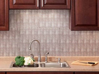 Fasade Backsplash - Square in Crosshatch Silver