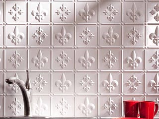 Fasade Backsplash - Fleur de lis in Matte White