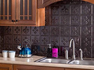 Fasade Backsplash - Fleur de lis in Smoked Pewter