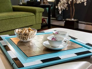 Serving Tray with Aspect Glass and Metal Tiles