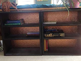 Book Case with Fasade Hammered in Polished Copper