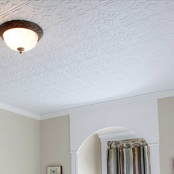 Fasade Ceiling Tile-2x4 Direct Apply-Traditional 2 in Matte White