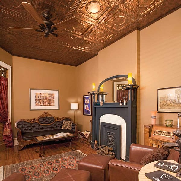 Fasade Ceiling Tile-2x4 Direct Apply-Rosette in Copper Fantasy