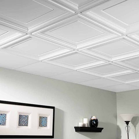 Genesis Ceiling Tile 2x2 Icon Coffer in White