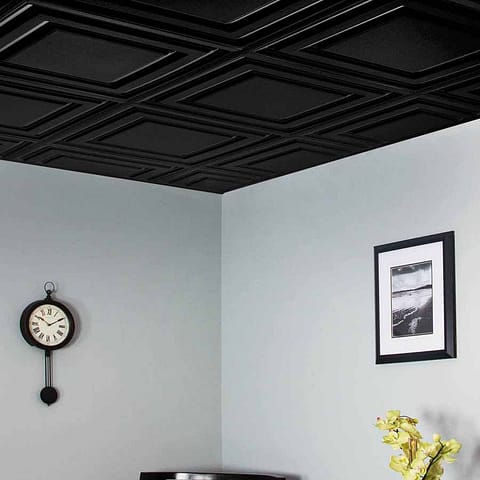 Genesis Ceiling Tile 2x2 Icon Relief in Black