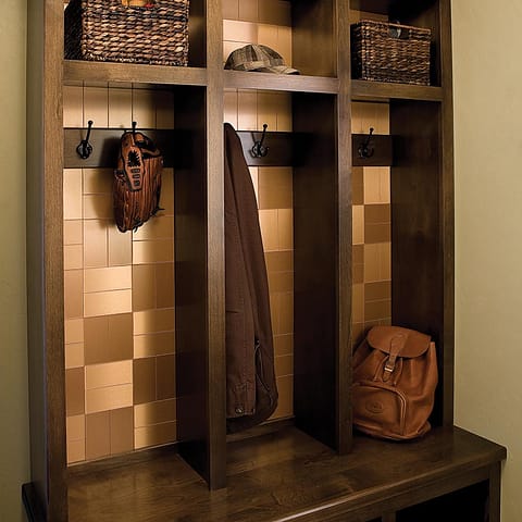 Aspect Metal Tiles on Coat Rack