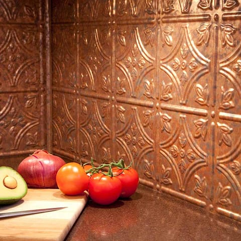 Fasade Backsplash - Traditional 1 in Cracked Copper