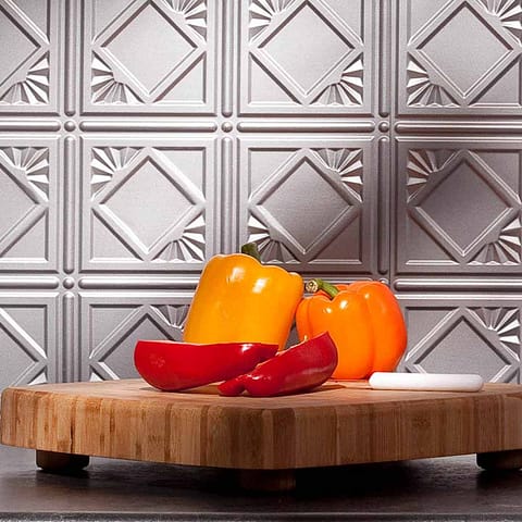 Fasade Backsplash - Traditional 4 in Argent Silver