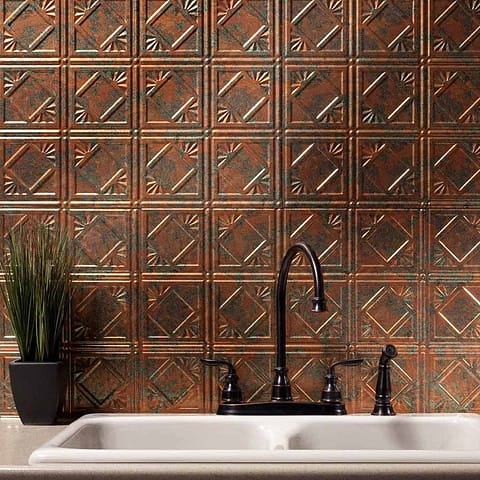Fasade Backsplash - Traditional 4 in Copper Fantasy