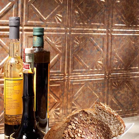 Fasade Backsplash - Traditional 4 in Cracked Copper