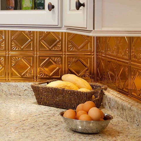 Fasade Backsplash - Traditional 4 in Polished Copper
