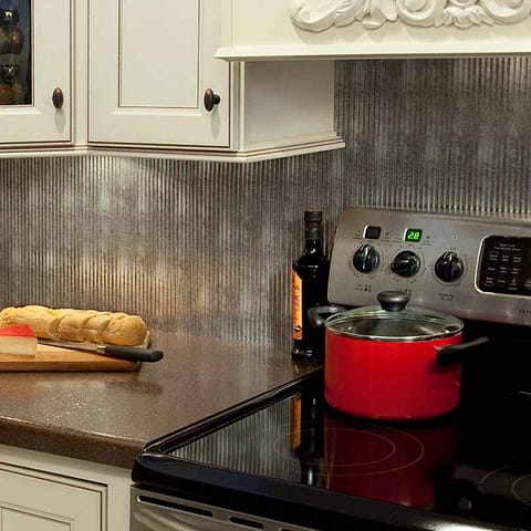 Fasade Backsplash - Rib in Crosshatch Silver