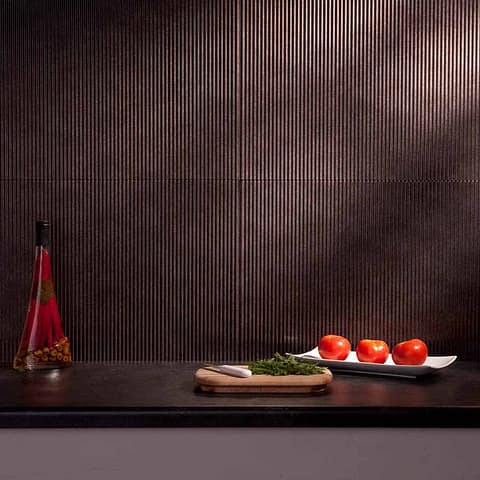 Fasade Backsplash - Rib in Smoked Pewter