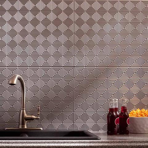 Fasade Backsplash - Miniquattro in Argent Silver