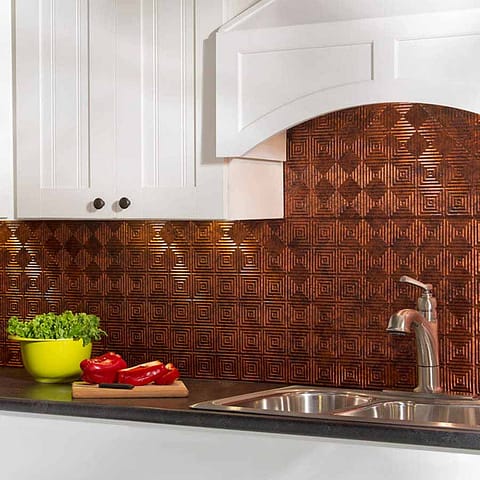 Fasade Backsplash - Miniquattro in Moonstone Copper
