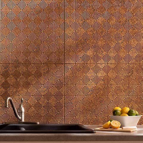 Fasade Backsplash - Miniquattro in Cracked Copper