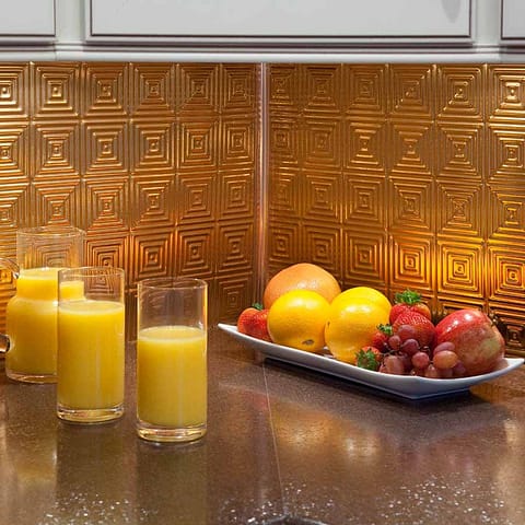 Fasade Backsplash - Miniquattro in Polished Copper