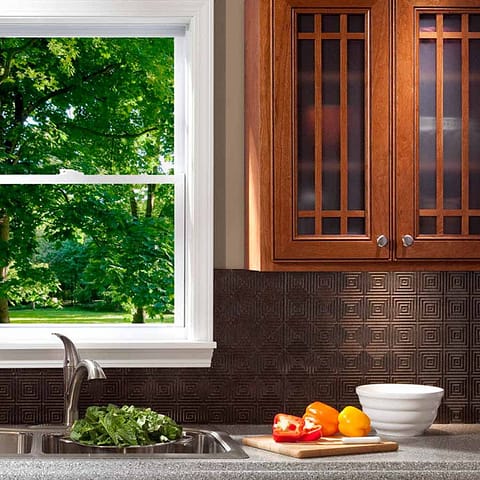 Fasade Backsplash - Miniquattro in Smoked Pewter