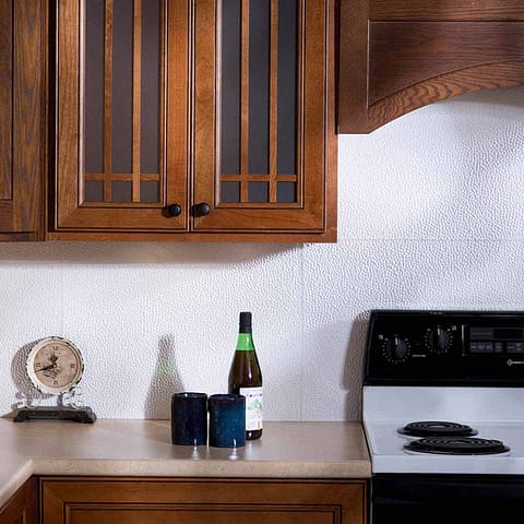 Fasade Backsplash - Hammered in Matte White