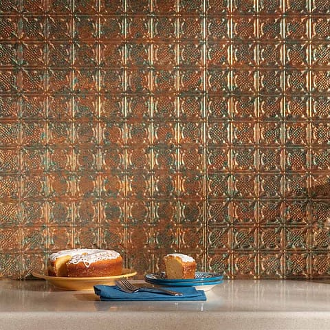 Fasade Backsplash - Traditional 6 in Copper Fantasy