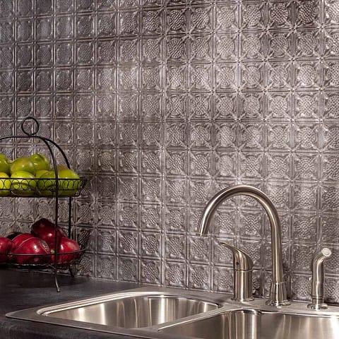 Fasade Backsplash - Traditional 4 in Galvanized Steel
