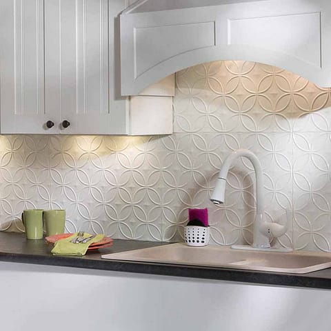 Fasade Backsplash - Rings in Gloss White