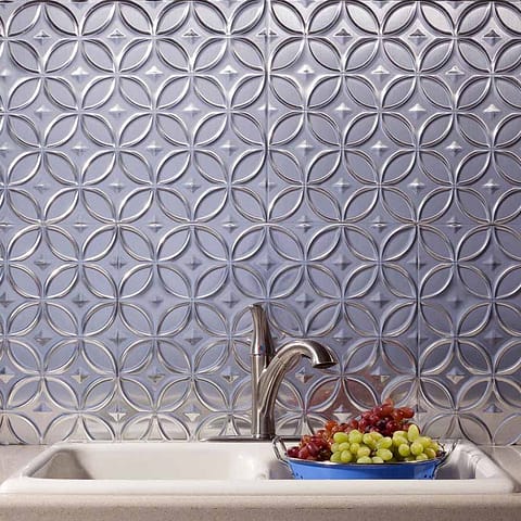 Fasade Backsplash - Rings in Brushed Aluminum
