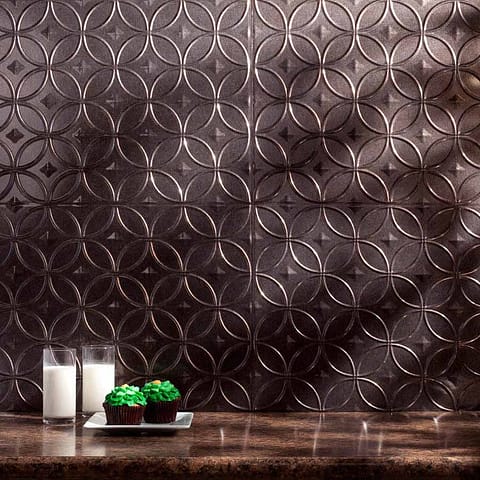 Fasade Backsplash - Rings in Smoked Pewter