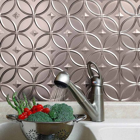 Fasade Backsplash - Rings in Brushed Nickel