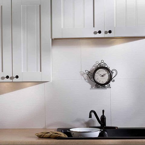 Fasade Backsplash - Ripple in Matte White