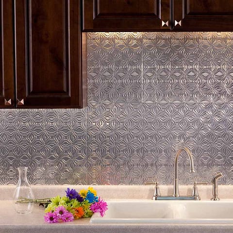 Fasade Backsplash - Lotus in Brushed Aluminum