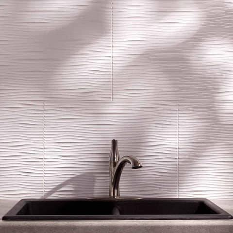 Fasade Backsplash - Waves in Gloss White