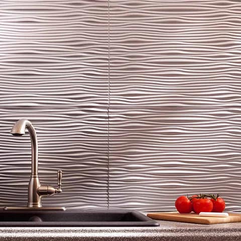 Fasade Backsplash - Waves in Argent Silver