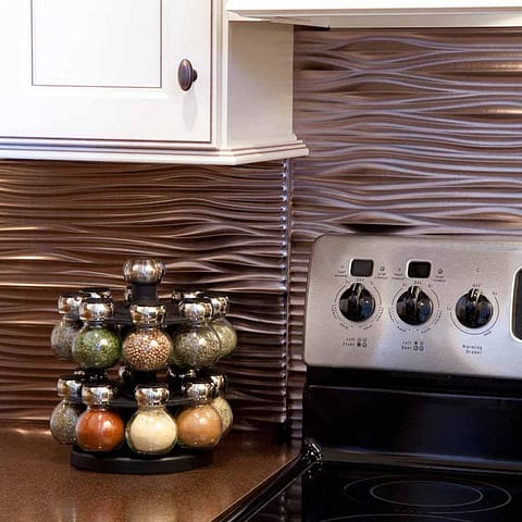 Fasade Backsplash - Waves in Brushed Nickel