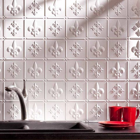 Fasade Backsplash - Fleur de lis in Matte White