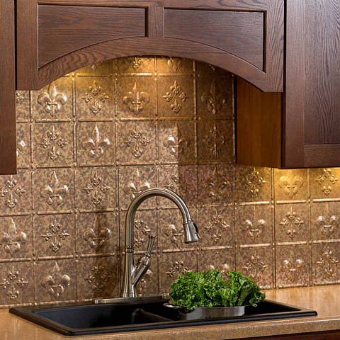 Fasade Backsplash - Fleur de lis in Cracked Copper