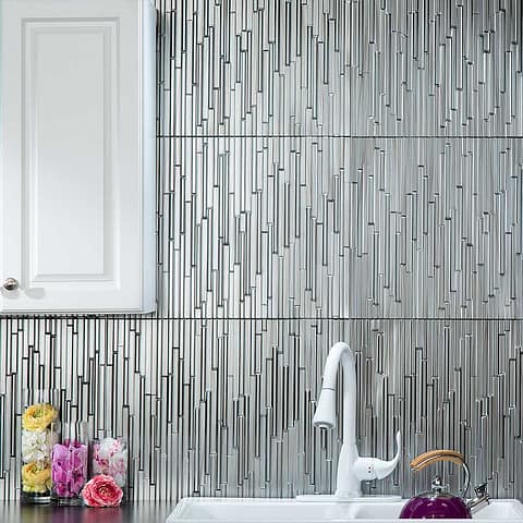 Fasade Backsplash - Skyline in Brushed Steel