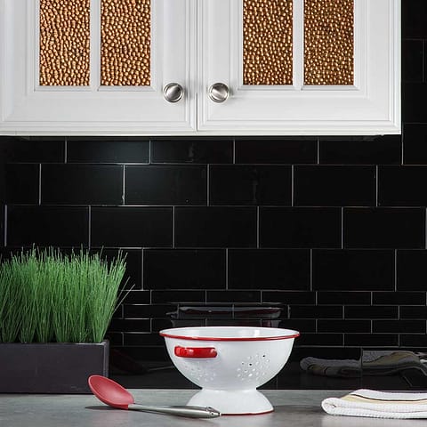 Cabinet Door with Fasade Hammered in Antique Bronze