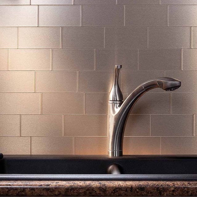 Aspect Backsplash-3x6 Brushed Champagne Long Grain Metal Tile