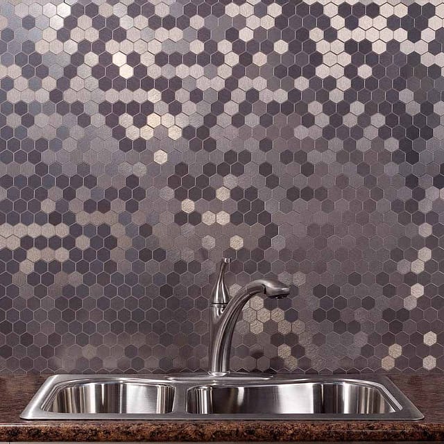 Aspect Backsplash-Honeycomb in Brushed Stainless Matted