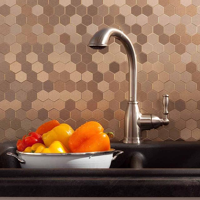 Aspect Backsplash-Honeycomb in Brushed Champagne Matted