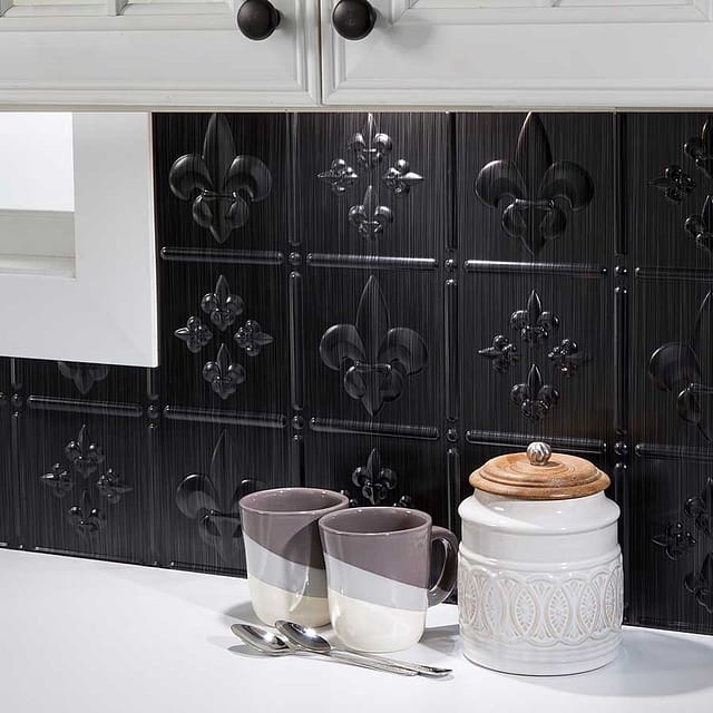Fasade Backsplash - Fleur De Lis in Brushed Onyx
