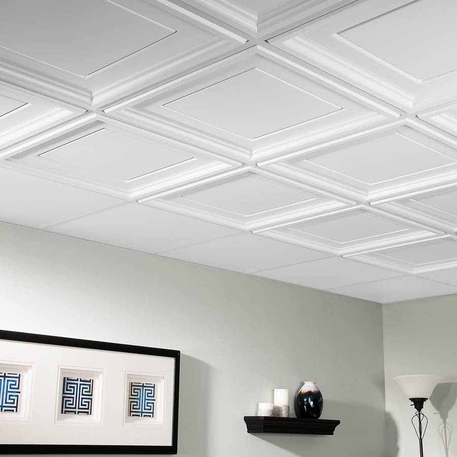 Genesis Ceiling Tile 2x2 Icon Coffer in White