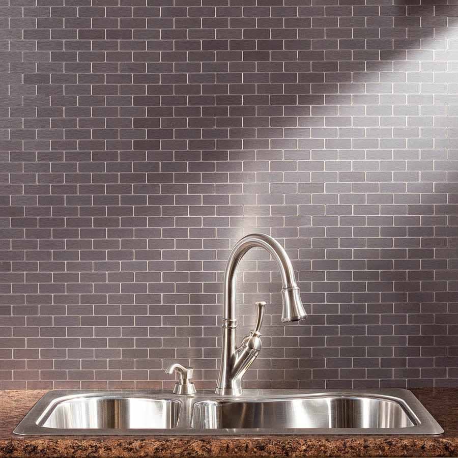 Aspect Backsplash-Mini Subway in Brushed Stainless Matted