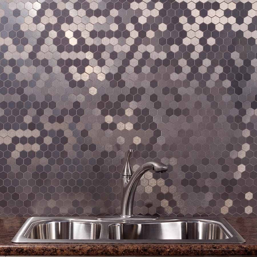 Aspect Backsplash-Honeycomb in Brushed Stainless Matted