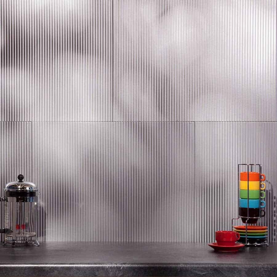 Fasade Backsplash - Rib in Argent Silver