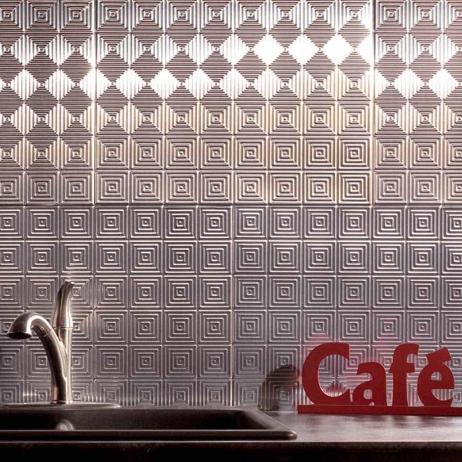 Fasade Backsplash - Miniquattro in Brushed Aluminum